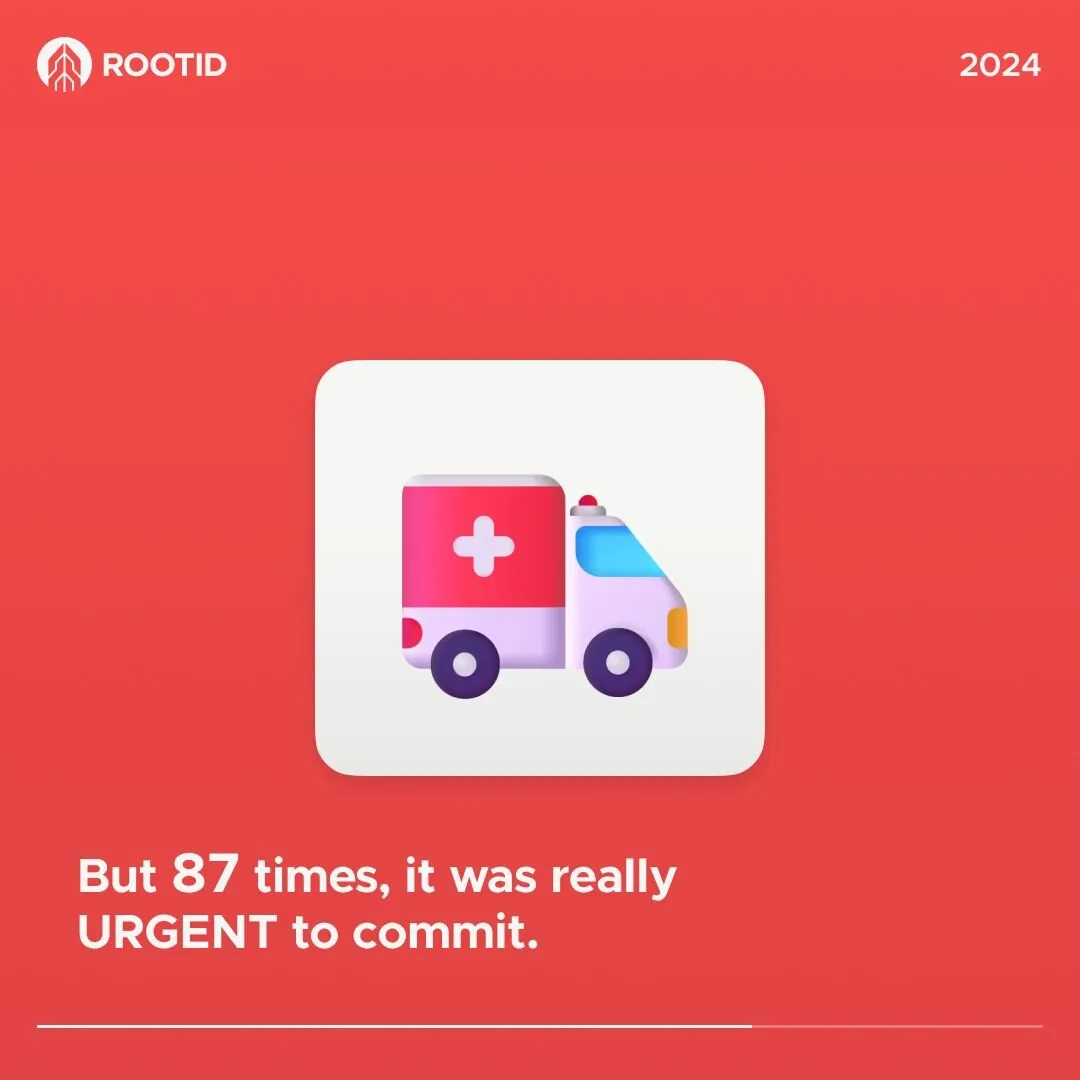87 commits in 2024 were urgent production hotfixes