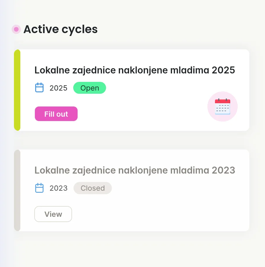 Aplikacija za institucije: otvoren ciklus 2025. i zatvoren ciklus 2023.