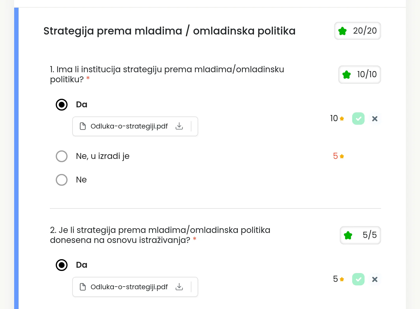 Javni pregled upitnika na integritet.ba: odgovori, bodovi i dokazni dokumenti